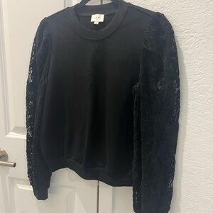 Ami Women's Black Lace Sleeve Sweatshirt